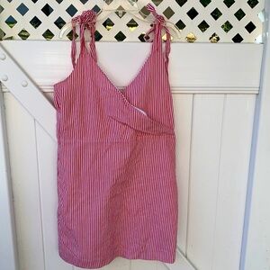 farrow red striped dress size: M